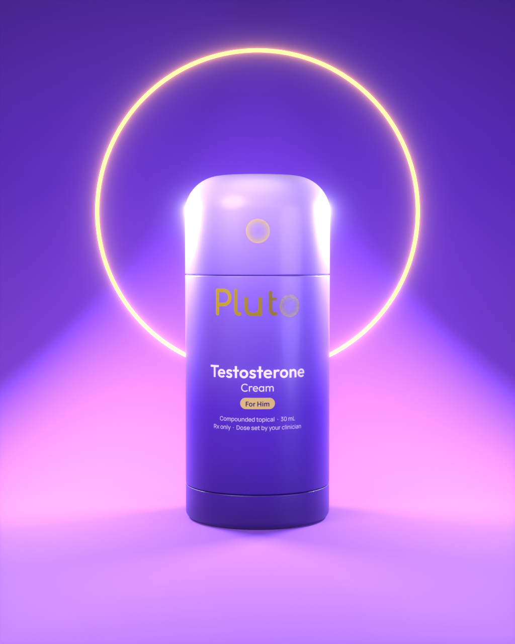 Pluto testosterone cream for men in a purple stick